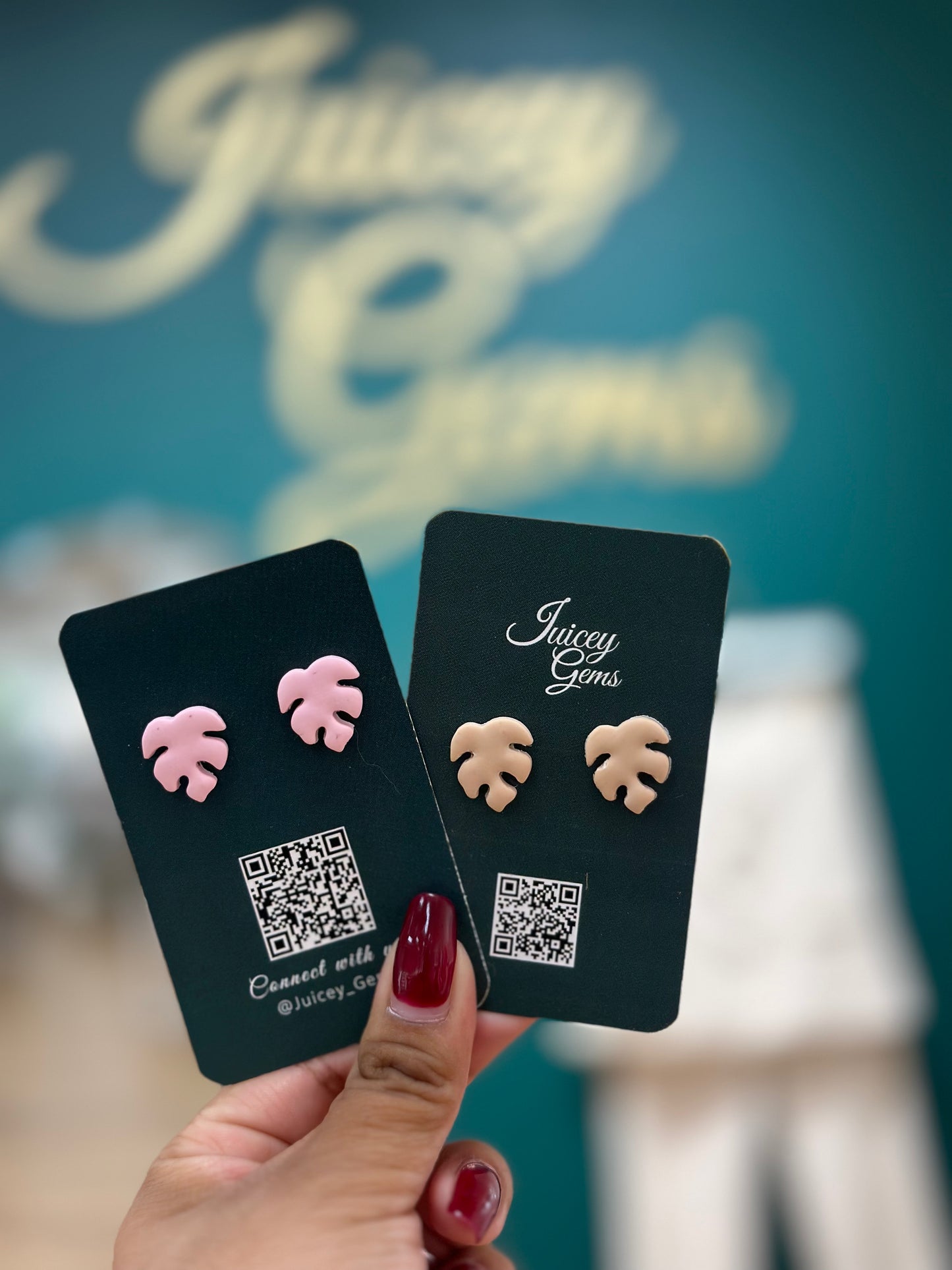 Earrings~ monstera studs
