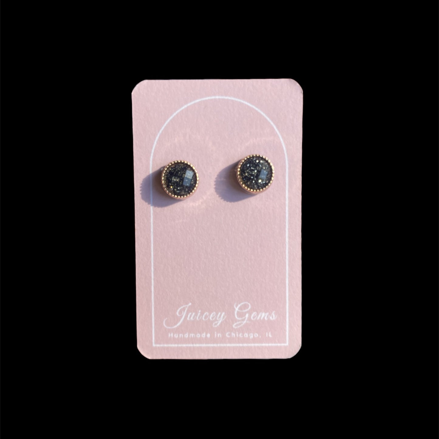 Studs ~ Rose Gold & Black Buttons